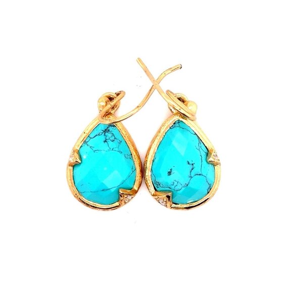 Turquoise Cz Accent Earrings - Picture 1 of 5